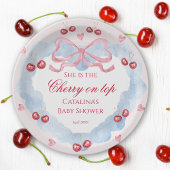 Blush Cherry Kiss Baby Shower Paper Plate Pappteller