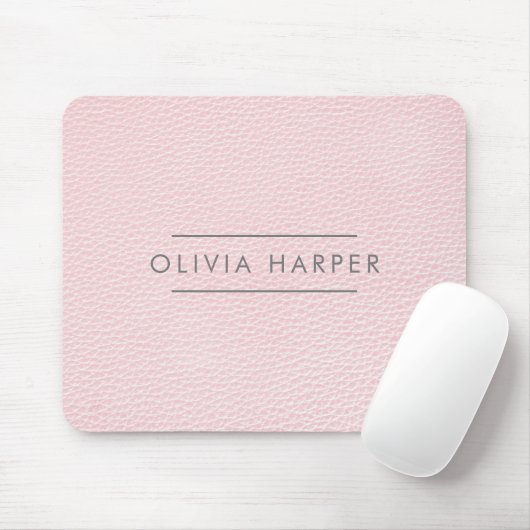 Blush Chic | Minimaler Lederschau Mousepad (Mit Mouse)