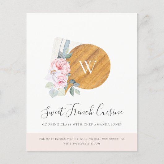 Blush Chopping Board Blumengebäck Kochen Klasse Flyer (Hinten)