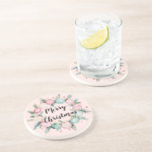 Blush Christmas Minze Rosa Zierkranz Getränkeuntersetzer (Seite)