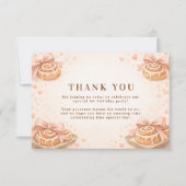 Blush Cinnamon Bow Little Bun 1st Birthday Dankeskarte (Vorderseite)