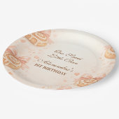 Blush Cinnamon Bow Little Bun 1st Birthday Pappteller (Schrägansicht)