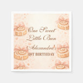 Blush Cinnamon Bow Little Bun 1st Birthday Serviette (Vorderseite)