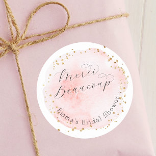 Blush Circle Merci Beaucoup Brautparty Runder Aufkleber