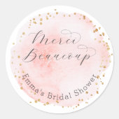 Blush Circle Merci Beaucoup Brautparty Runder Aufkleber (Vorderseite)