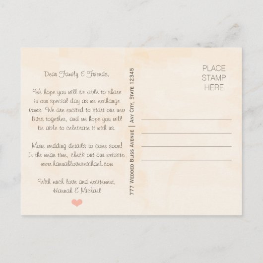 Blush Coffee Cup Monogramm Herz Save the Date Ankündigungspostkarte (Rückseite)