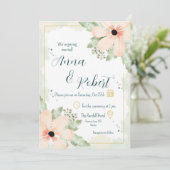 Blush Coneflower Watercolor Florals Wedding Einladung (Stehend Vorderseite)