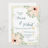 Blush Coneflower Watercolor Florals Wedding Einladung (Vorne/Hinten)