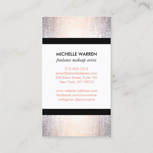 Blush Confetti Dots Makeup Artist Visitenkarte (Rückseite)