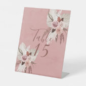 Blush Copper Tropical Pampas Hochzeitssonne Tischn Sockelschild (Vorderseite)