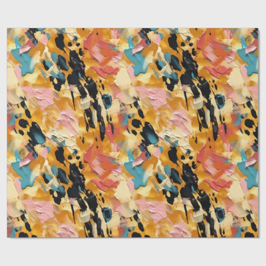 Blush Coral Aqua Gold Abstrakt Geschenkpapier (Flach)