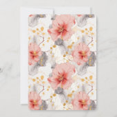 Blush Coral Gray Floral Wedding Einladung (Rückseite)