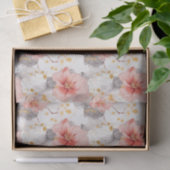 Blush Coral Gray Floral Wedding Seidenpapier (Geschenk)