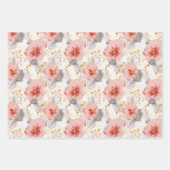 Blush Coral Grey Floral Liebe Hochzeit Geschenkpapier Set (Vorderseite)