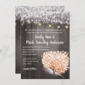 Blush Coral Heart Leaf Tree Forest Elegante Hochze Einladung (Vorne/Hinten)