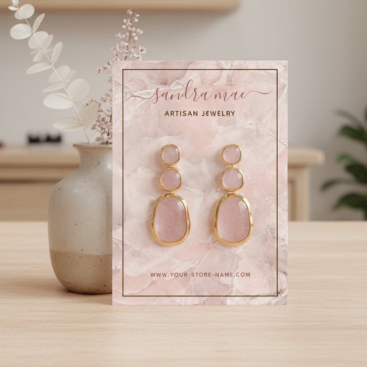 Blush Coral Pink Marble Stone Art Display Card Visitenkarte