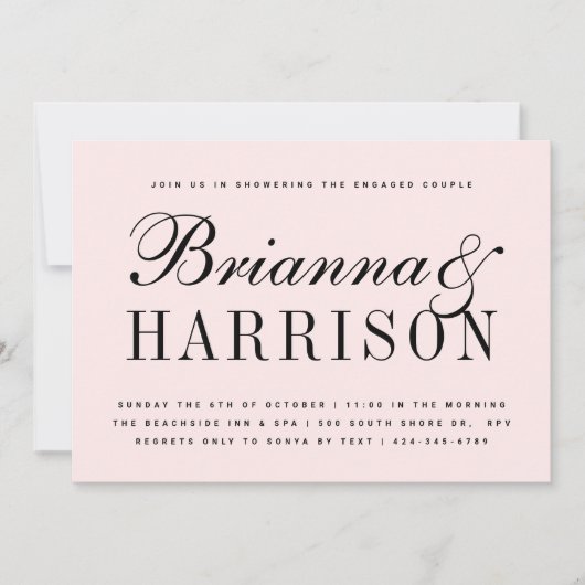 Blush Couples Name Polterabend Einladung (Vorderseite)