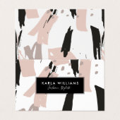 Blush Crash Moderne Pinselstriche Zusammensetzung Visitenkarten (Außenseite Aufgefaltet)