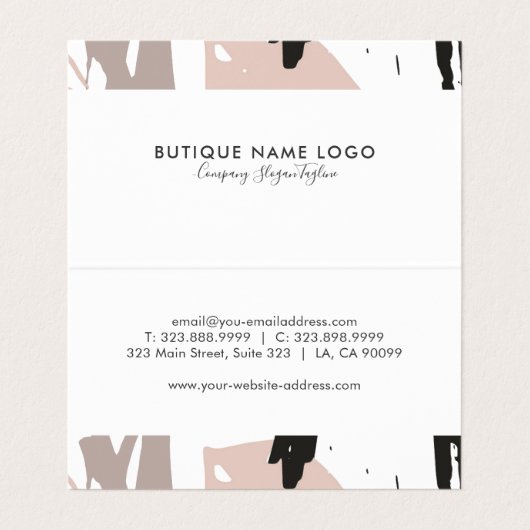 Blush Crash Moderne Pinselstriche Zusammensetzung Visitenkarten (Innenseite Aufgefaltet)