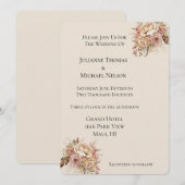 Blush Cream Boho Floral Wedding Einladung (Vorne/Hinten)