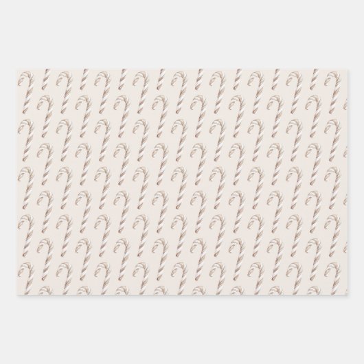 Blush Cream Candy Canes Airplanes Bows Christmas Geschenkpapier Set (Vorderseite)