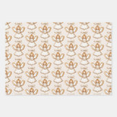 Blush Cream Gingerbread Stars Angels Christmas Geschenkpapier Set (Vorderseite 3)