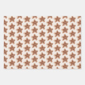 Blush Cream Gingerbread Stars Angels Christmas Geschenkpapier Set (Vorderseite 2)