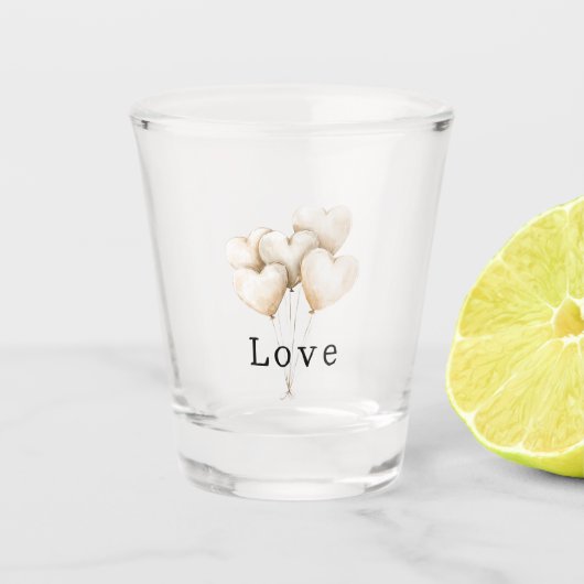 Blush Cream Hearts Balloons Love Schnapsglas (Vorderseite)