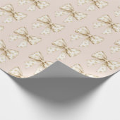 Blush Cream Hearts Bows Birthday Geschenkpapier (Ecke)