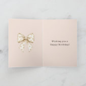 Blush Cream Hearts Bows Birthday Karte (Innenseite)