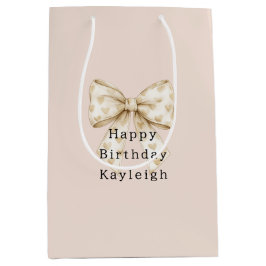 Blush Cream Hearts Bows Birthday Mittlere Geschenktüte