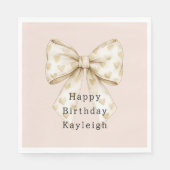 Blush Cream Hearts Bows Birthday Serviette (Vorderseite)