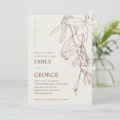 BLUSH CREAM LINE ZEICHNEND FLORA COUPLE SHOWER CAR DANKESKARTE (Stehend Vorderseite)