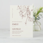 BLUSH CREAM LINE ZEICHNEND FLORA SAVE THE DATE CAR DANKESKARTE (Stehend Vorderseite)