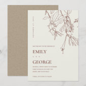 BLUSH CREAM LINE ZEICHNEND FLORA SAVE THE DATE CAR DANKESKARTE (Vorne/Hinten)