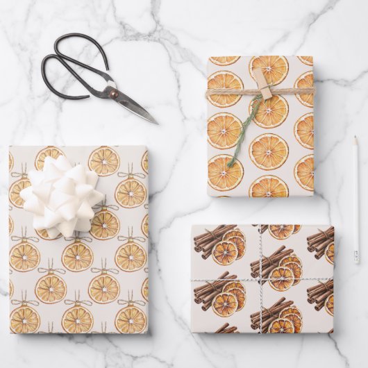 Blush Cream Oranges Fruit Christmas Geschenkpapier Set (Vorderseite)
