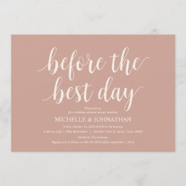 Blush Cream Rustic Wedding Probe Dinner Einladung