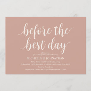 Blush Cream Rustic Wedding Probe Dinner Einladung
