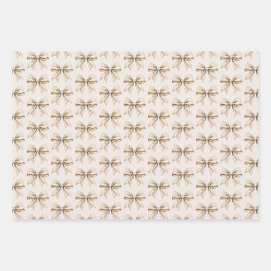 Blush Cream Silver Sparkle Bows Gifts Christmas Geschenkpapier Set (Vorderseite 2)