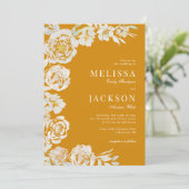 Blush & Cream Watercolor Rose Gelbe Hochzeit Einladung (Stehend Vorderseite)