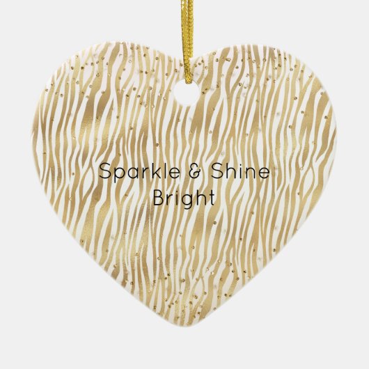 Blush Cream Zebra Glam Gold Confetti Sparkone Keramik Ornament (Vorne)
