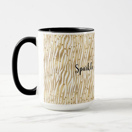 Blush Cream Zebra Glam Gold Confetti Sparkone Tasse (Links)