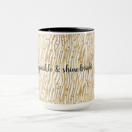 Blush Cream Zebra Glam Gold Confetti Sparkone Tasse (Zentrum)