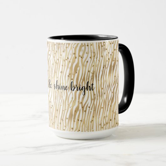Blush Cream Zebra Glam Gold Confetti Sparkone Tasse (VorderseiteRechts)