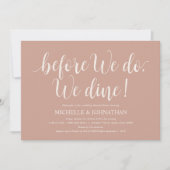 Blush Creme Rustic Wedding Probe Dinner Einladung (Vorderseite)