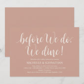 Blush Creme Rustic Wedding Probe Dinner Einladung (Vorne/Hinten)