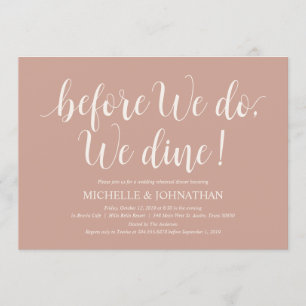 Blush Creme Rustic Wedding Probe Dinner Einladung