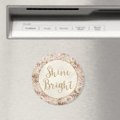Blush Creme Tropical Floral Gold Glitzer Shine Magnet (In Situ (Geschirrspüler))