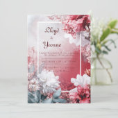 Blush & Crimson Floral Watercolor Hochzeit Einladung (Stehend Vorderseite)