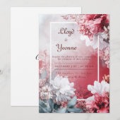 Blush & Crimson Floral Watercolor Hochzeit Einladung (Vorne/Hinten)